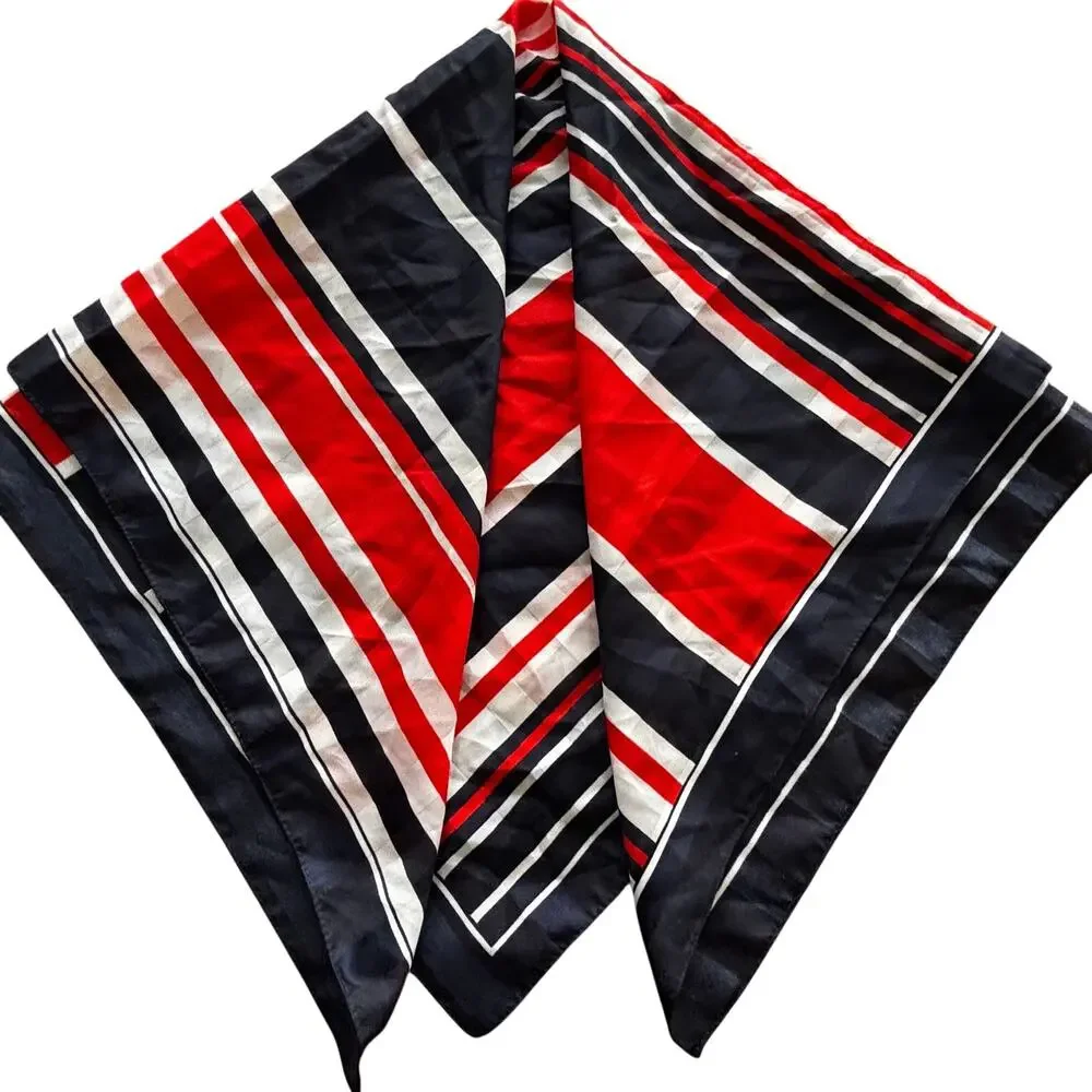 Vintage red white & blue scarf silky burnout stripe mod 30